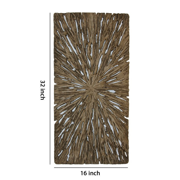 Rectangle Rotten Wood Sandstone Wall Decor with Cut Out, Medium, Oak Brown