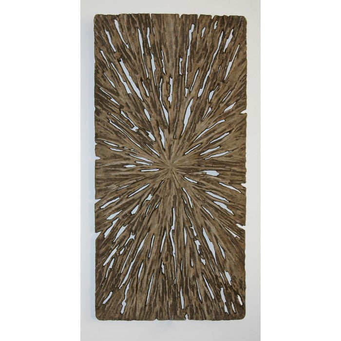 Rectangle Rotten Wood Sandstone Wall Decor with Cut Out, Medium, Oak Brown