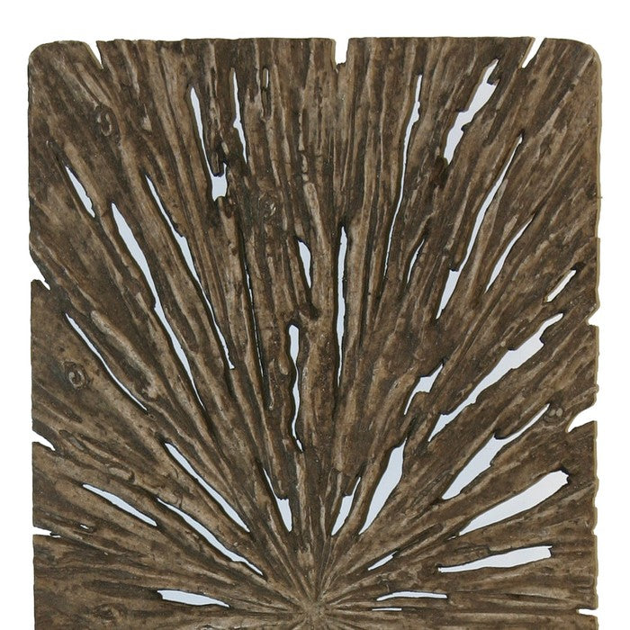Rectangle Rotten Wood Sandstone Wall Decor with Cut Out, Large, Oak Brown