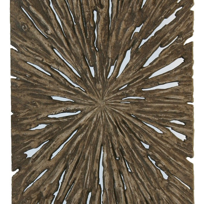 Rectangle Rotten Wood Sandstone Wall Decor with Cut Out, Large, Oak Brown