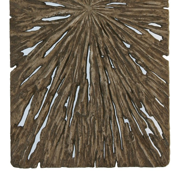 Rectangle Rotten Wood Sandstone Wall Decor with Cut Out, Large, Oak Brown