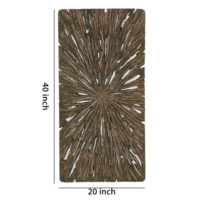 Rectangle Rotten Wood Sandstone Wall Decor with Cut Out, Large, Oak Brown