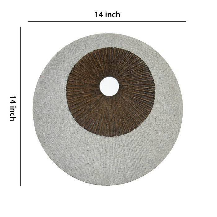 Round and Ribbed Double Layer Sandstone Wall Art, Small, Brown and Gray