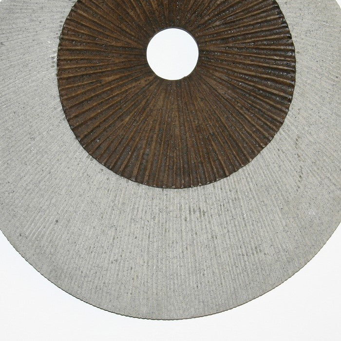 Round and Ribbed Double Layer Sandstone Wall Art, Medium, Brown and Gray