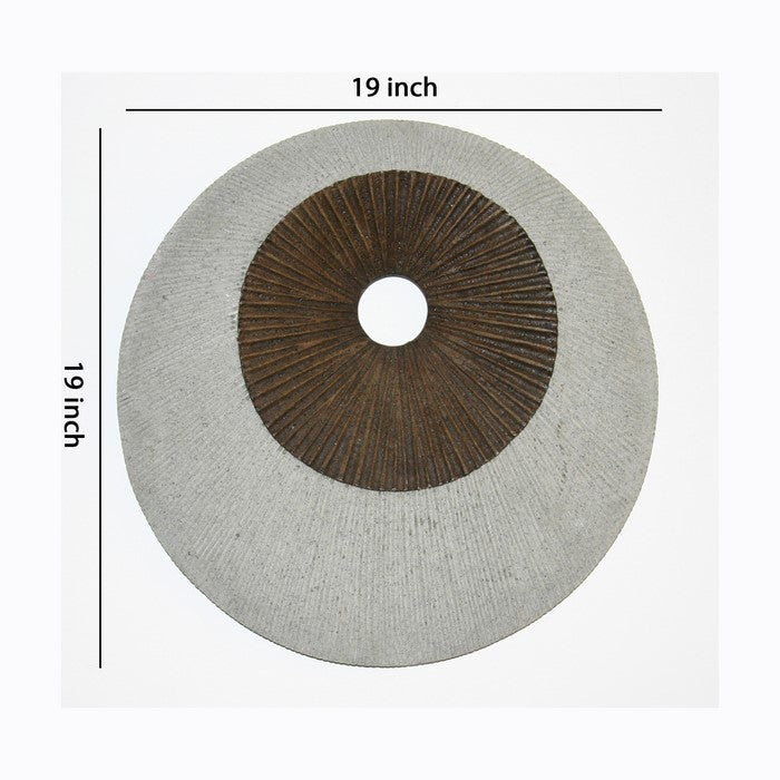 Round and Ribbed Double Layer Sandstone Wall Art, Medium, Brown and Gray