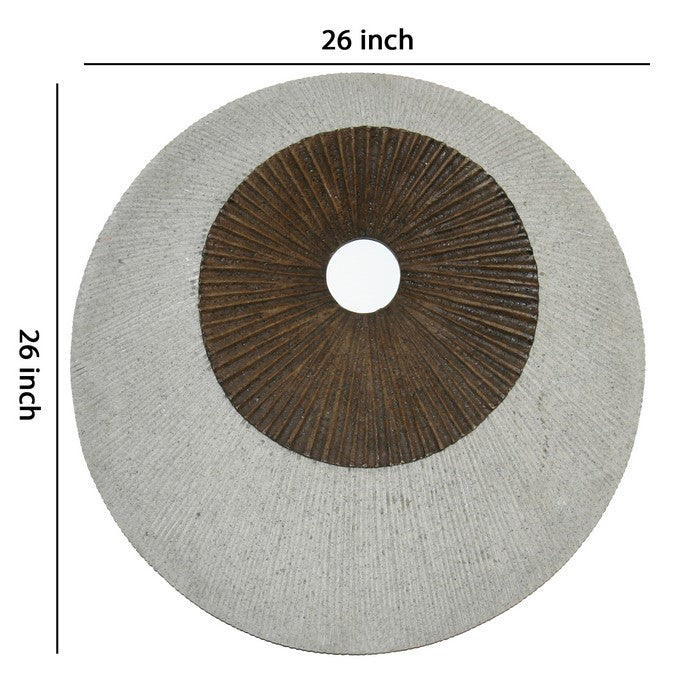 Round and Ribbed Double Layer Sandstone Wall Art, Large, Brown and Gray