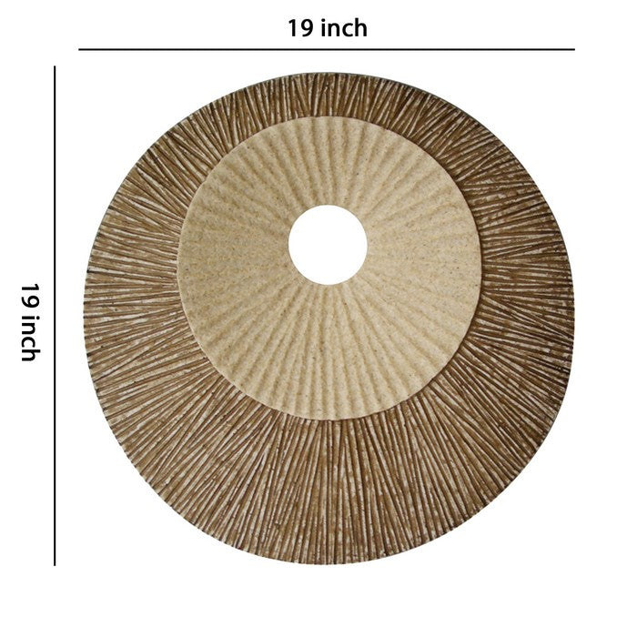 Round and Ribbed Double Layer Sandstone Wall Art, Medium, Brown and Beige