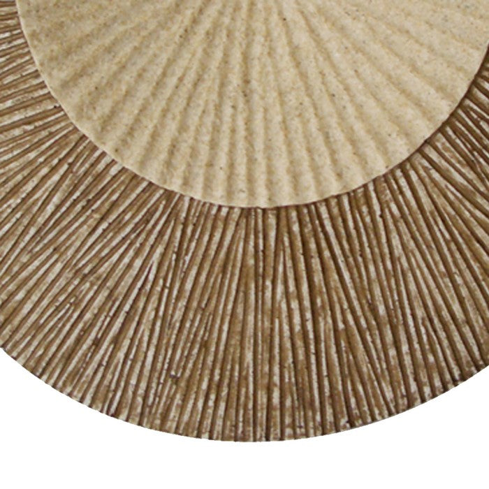 Round and Ribbed Double Layer Sandstone Wall Art, Large, Brown and Beige