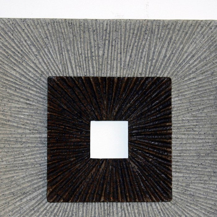 Square Shaped Wall Decor with Ribbed Details, Small, Brown and Gray