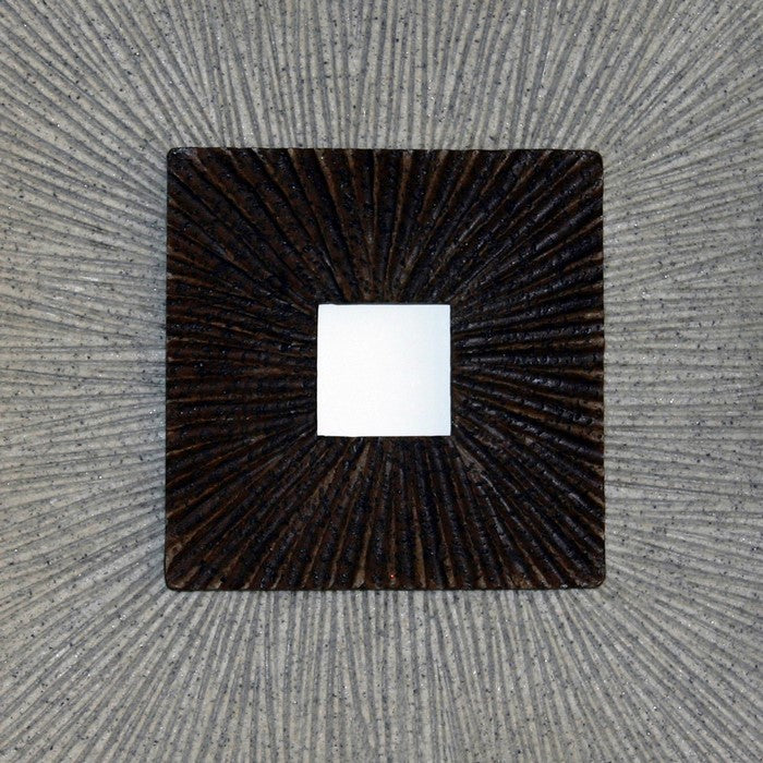 Square Shaped Wall Decor with Ribbed Details, Small, Brown and Gray