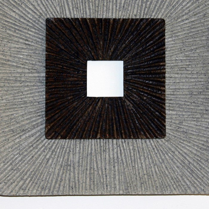 Square Shaped Wall Decor with Ribbed Details, Small, Brown and Gray