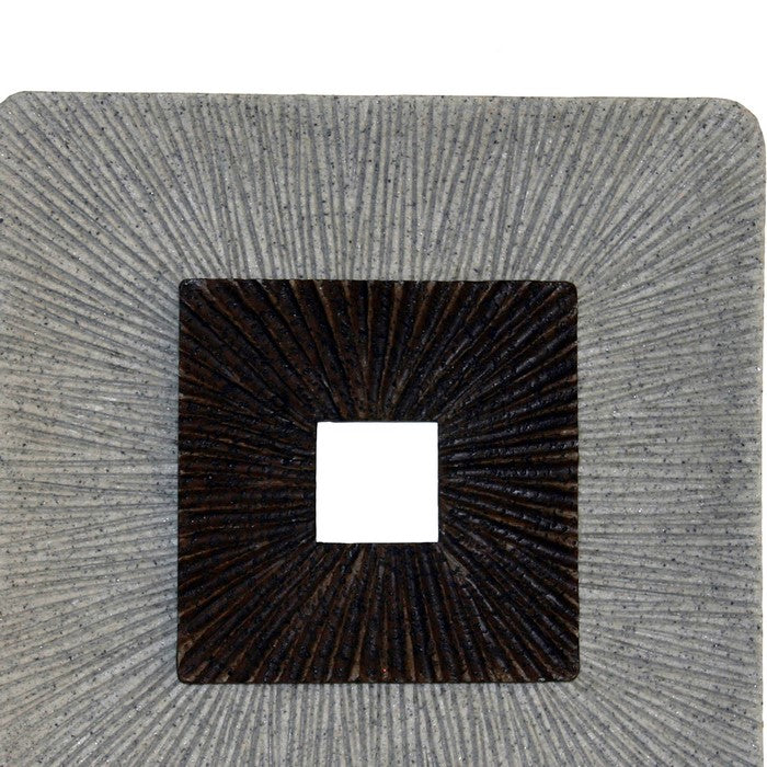 Square Shaped Wall Decor with Ribbed Details, Medium, Brown and Gray