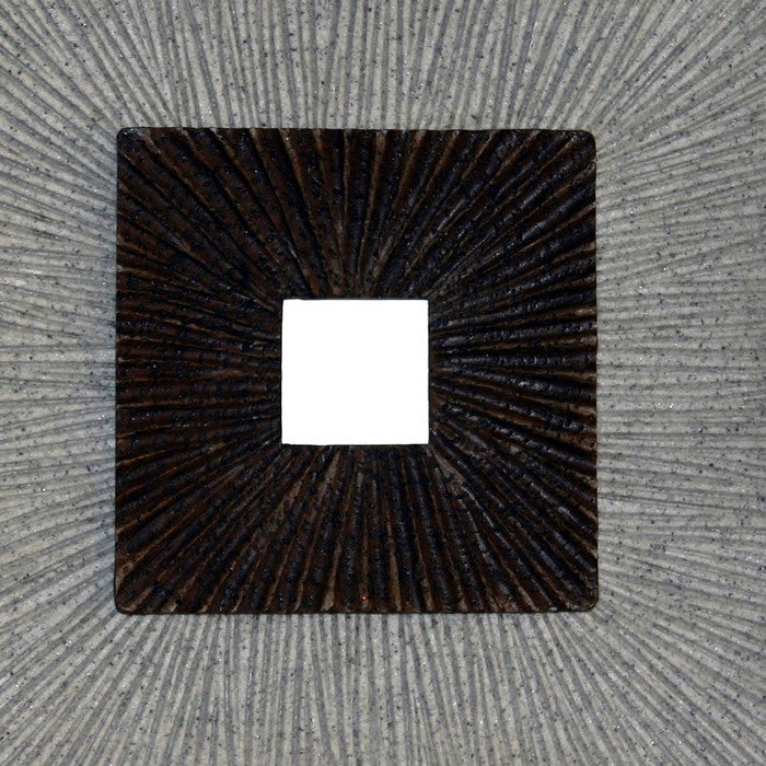 Square Shaped Wall Decor with Ribbed Details, Medium, Brown and Gray