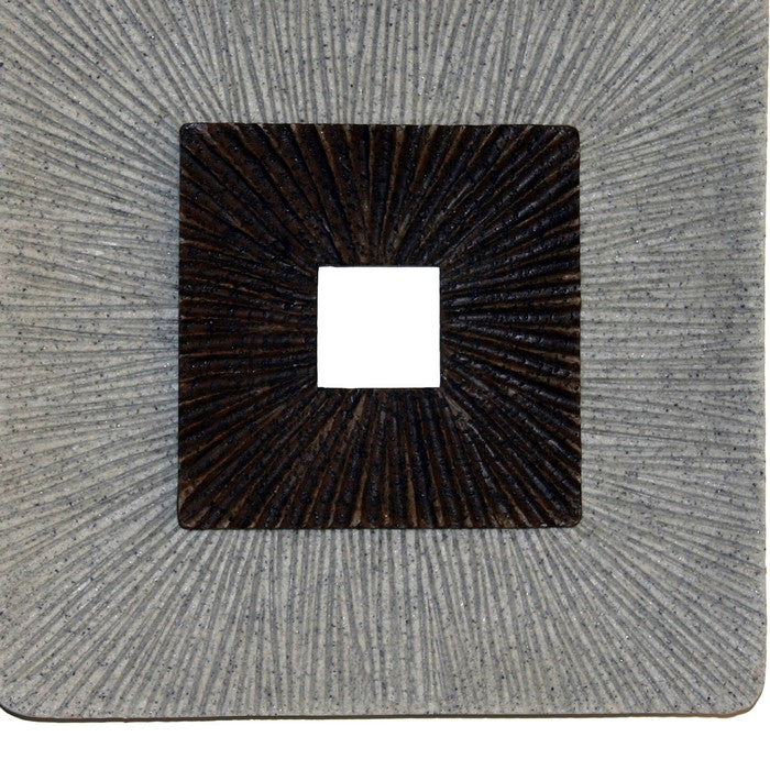 Square Shaped Wall Decor with Ribbed Details, Medium, Brown and Gray