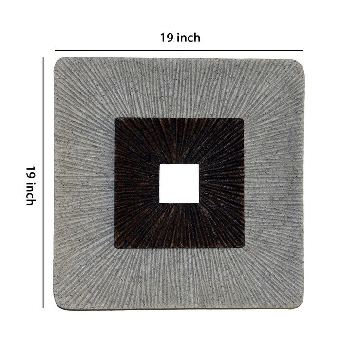 Square Shaped Wall Decor with Ribbed Details, Medium, Brown and Gray