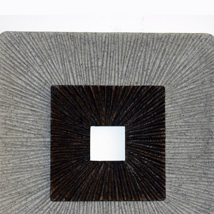 Square Shaped Wall Decor with Ribbed Details, Large, Brown and Gray
