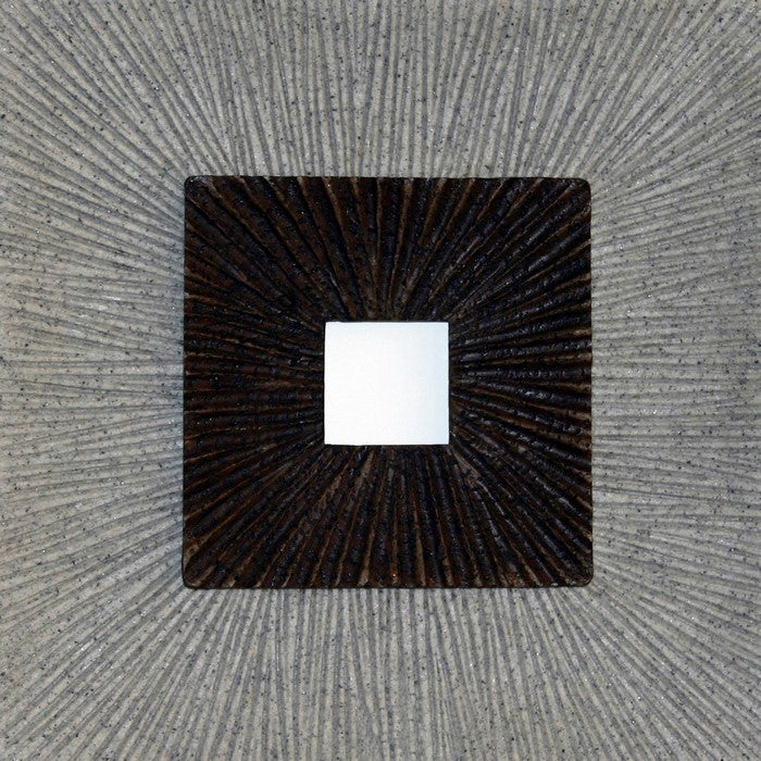Square Shaped Wall Decor with Ribbed Details, Large, Brown and Gray