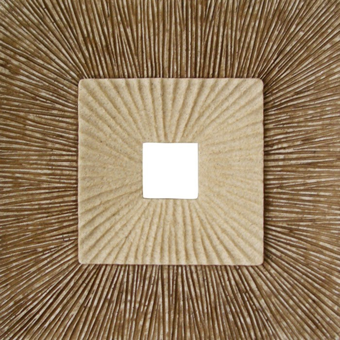 Square Sandstone Wall Decor with Ribbed Details, Small, Brown and Beige