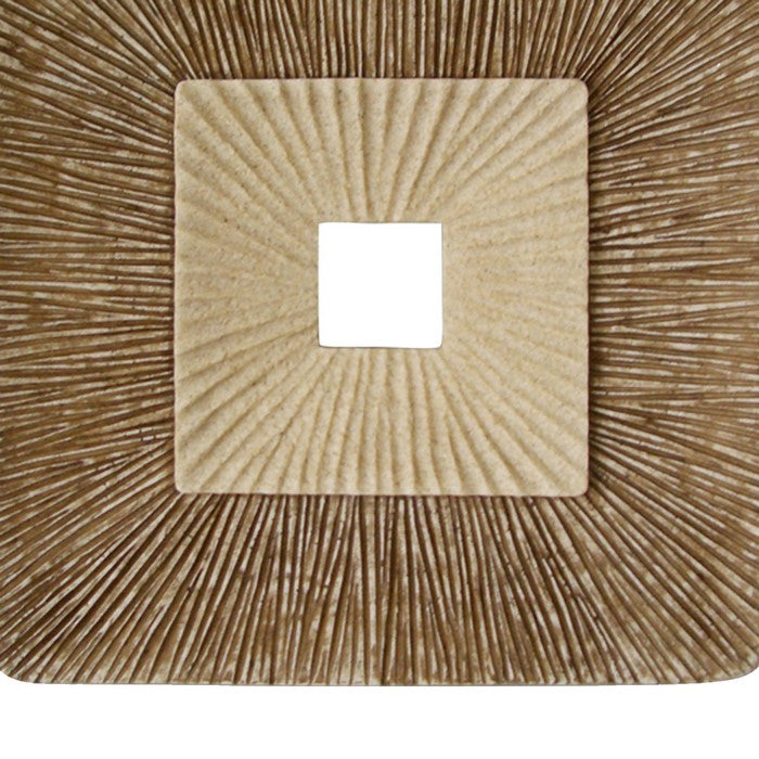 Square Sandstone Wall Decor with Ribbed Details, Small, Brown and Beige