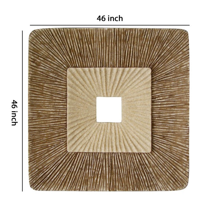 Square Sandstone Wall Decor with Ribbed Details, Small, Brown and Beige