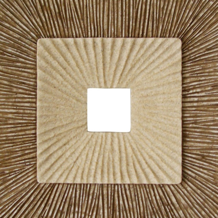 Square Sandstone Wall Decor with Ribbed Details, Medium, Brown and Beige