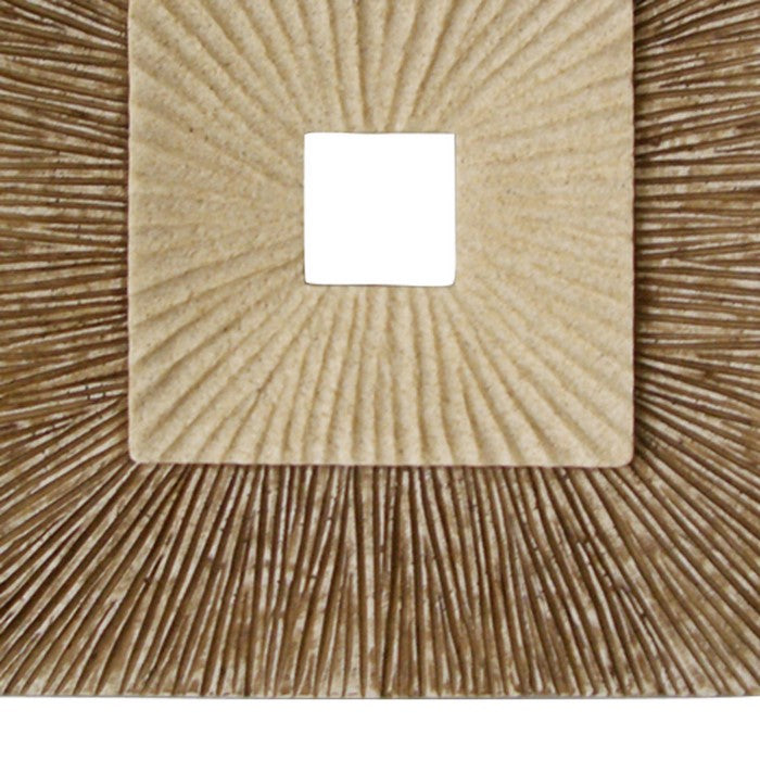 Square Sandstone Wall Decor with Ribbed Details, Medium, Brown and Beige