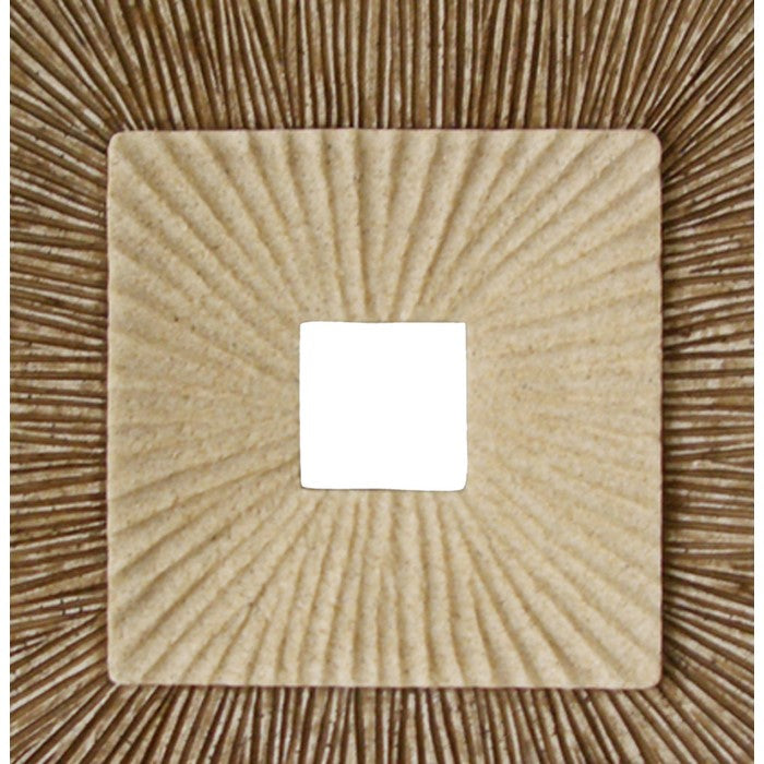 Square Sandstone Wall Decor with Ribbed Details, Large, Brown and Beige