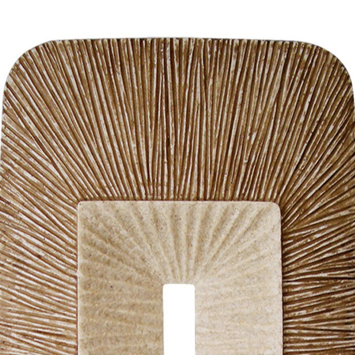 Rectangular Sandstone Wall Decor with Ribbed Details, Small, Brown and Beige