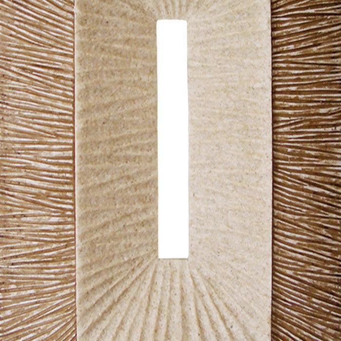 Rectangular Sandstone Wall Decor with Ribbed Details, Small, Brown and Beige