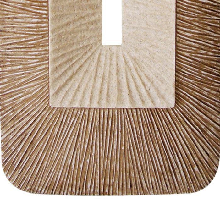 Rectangular Sandstone Wall Decor with Ribbed Details, Small, Brown and Beige