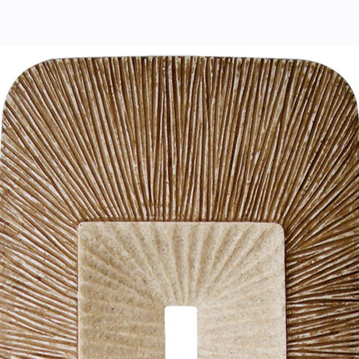 Rectangular Sandstone Wall Decor with Ribbed Details, Large, Brown and Beige