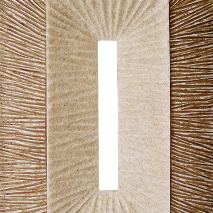Rectangular Sandstone Wall Decor with Ribbed Details, Large, Brown and Beige