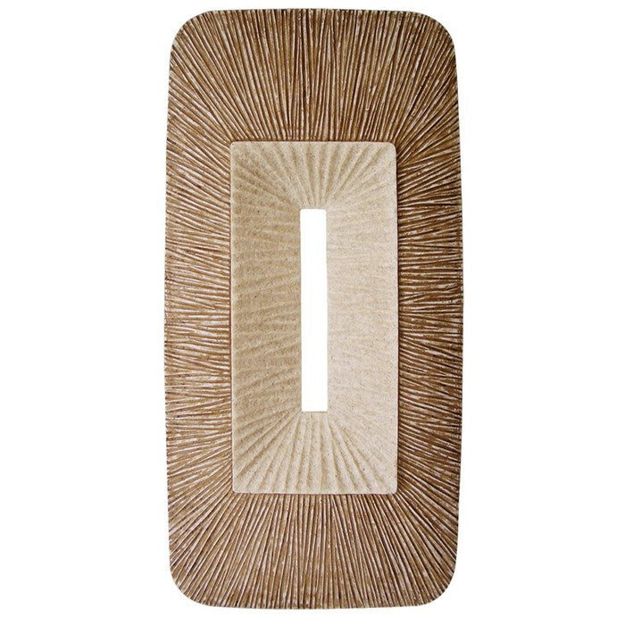 Rectangular Sandstone Wall Decor with Ribbed Details, Large, Brown and Beige
