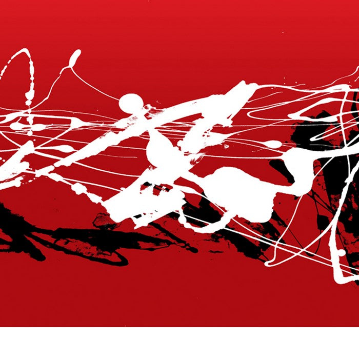 Constructive Print Abstract Wooden Wall Art, Black and Red