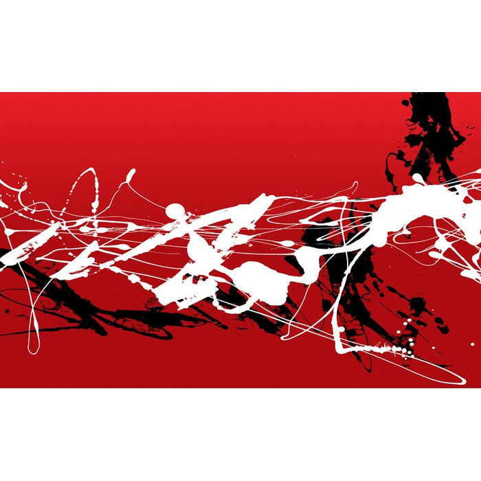 Constructive Print Abstract Wooden Wall Art, Black and Red