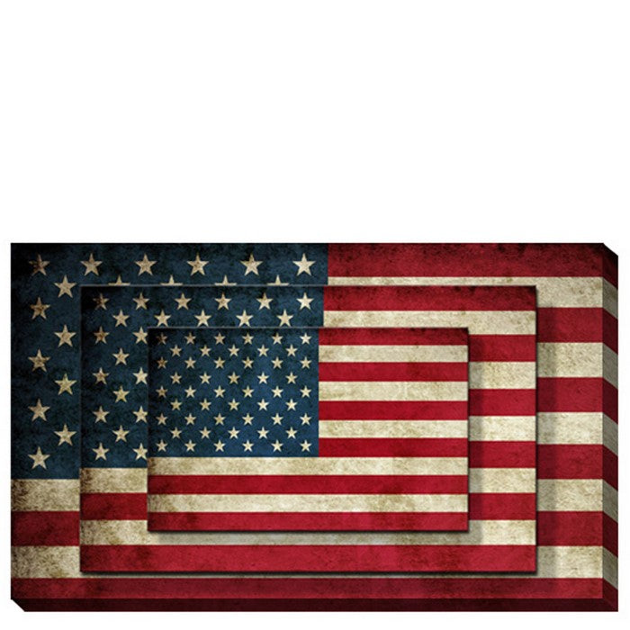 Rectangle 3 Tier Stacked Wall Art with US Flag Print, Multicolor