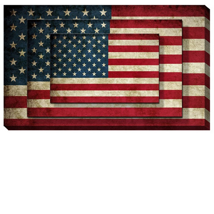 Rectangle 3 Tier Stacked Wall Art with US Flag Print, Multicolor