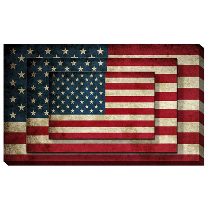 Rectangle 3 Tier Stacked Wall Art with US Flag Print, Multicolor