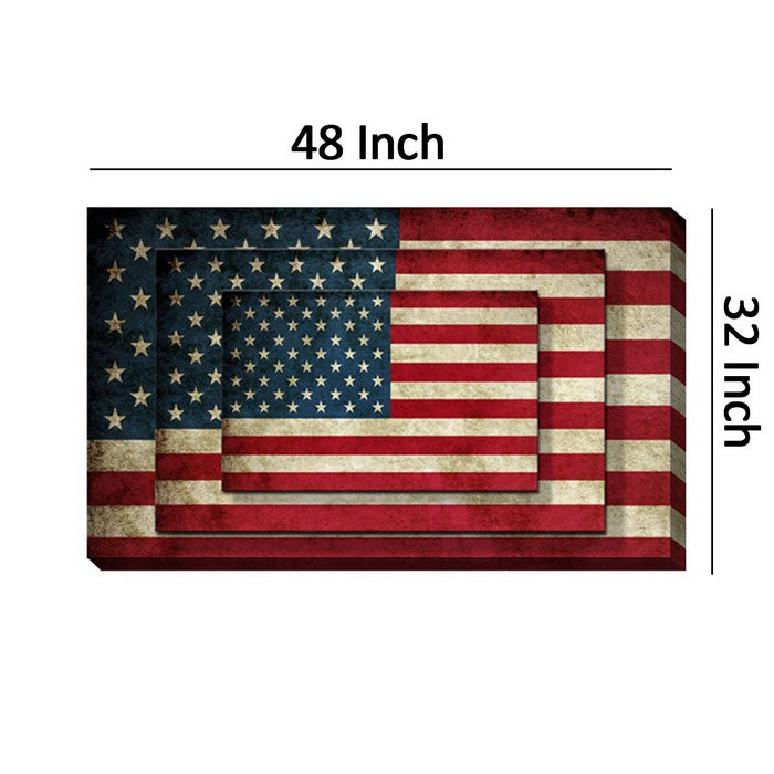 Rectangle 3 Tier Stacked Wall Art with US Flag Print, Multicolor