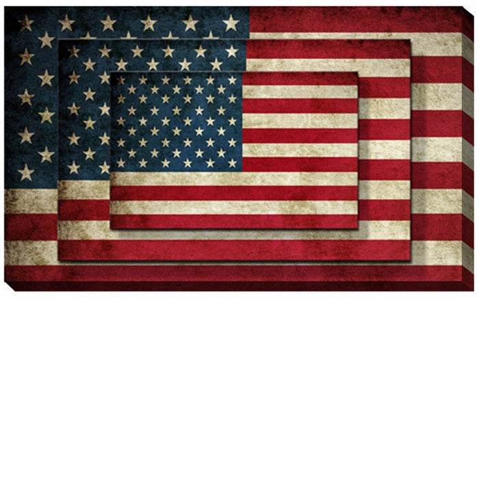 Rectangle 3 Tier Stacked Wall Art with US Flag Print, Set of 2, Multicolor