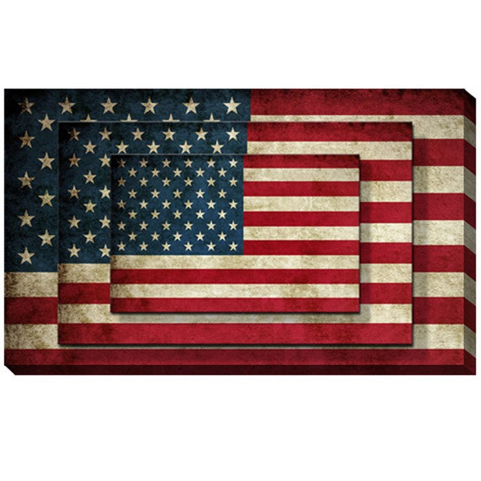 Rectangle 3 Tier Stacked Wall Art with US Flag Print, Set of 2, Multicolor