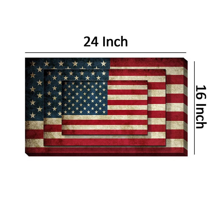 Rectangle 3 Tier Stacked Wall Art with US Flag Print, Set of 2, Multicolor