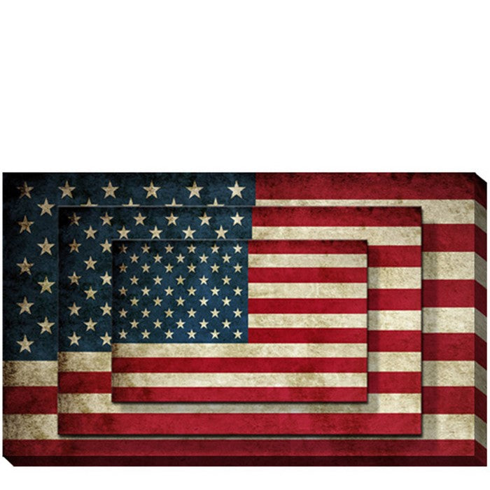 Rectangle 3 Tier Stacked Wall Art with US Flag Print, Set of 4, Multicolor