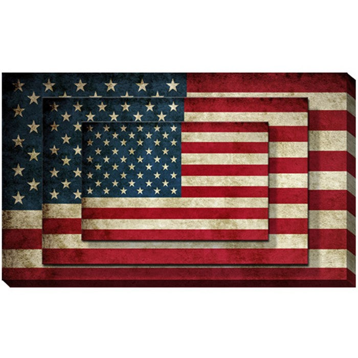 Rectangle 3 Tier Stacked Wall Art with US Flag Print, Set of 4, Multicolor