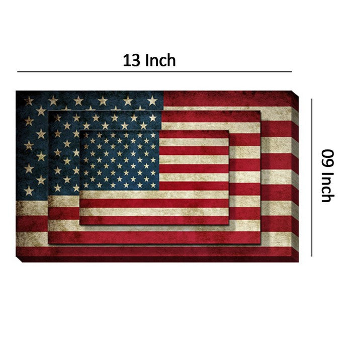 Rectangle 3 Tier Stacked Wall Art with US Flag Print, Set of 4, Multicolor