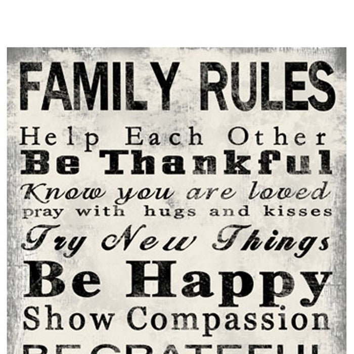 Rectangle Wall Art with Family Quotes Typography, Set of 2, Black and White