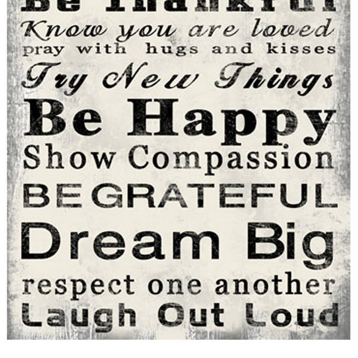 Rectangle Wall Art with Family Quotes Typography, Set of 2, Black and White