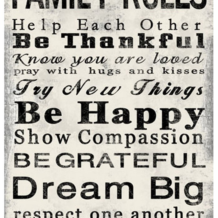Rectangle Wall Art with Family Quotes Typography, Set of 2, Black and White