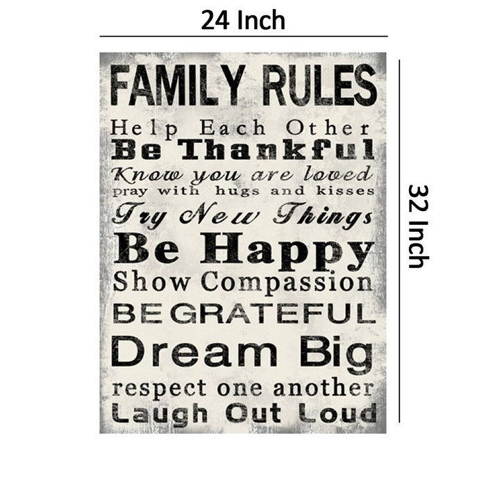 Rectangle Wall Art with Family Quotes Typography, Set of 2, Black and White