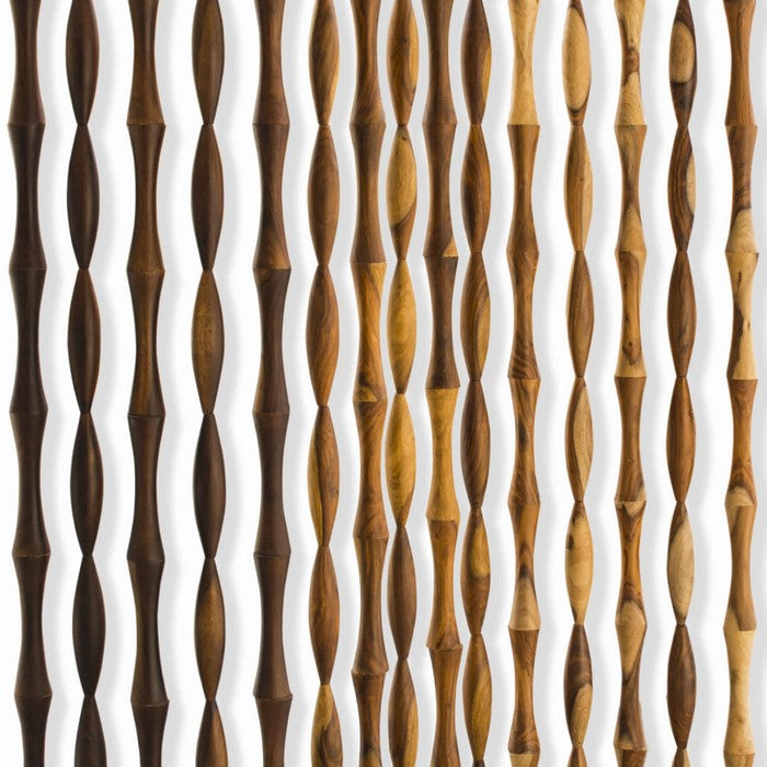Contemporary 3 Panel Wooden Screen with Arched Pillar Design, Brown